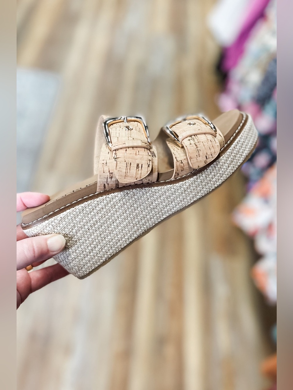 Corkys Footwear Manifest Cork Adjustable Double Strap Wedge Slide Sandals